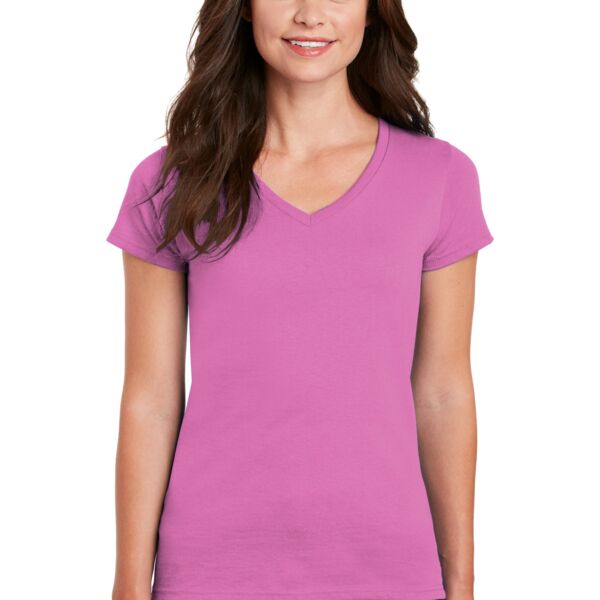 Women's Heavy Cotton 100% Cotton V Neck T Shirt Thumbnail