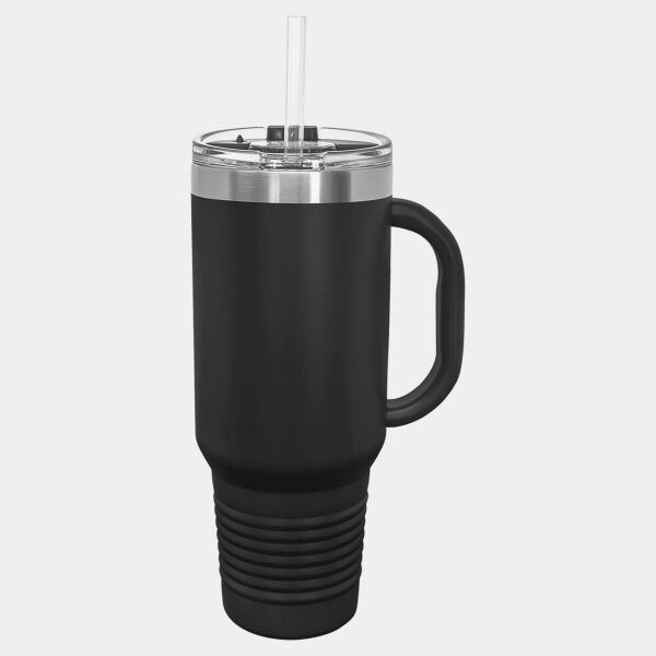 Polar Camel 40 oz. Black Travel Mug with Handle, Straw Included Thumbnail